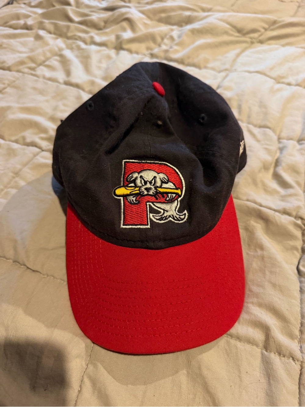 New Era Black and Red Baseball Cap with Embroidered Portland sea dogs